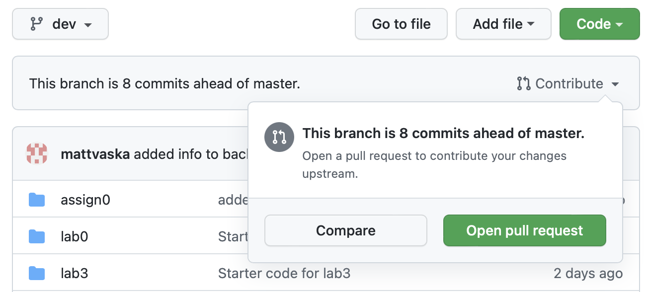Github open pull request