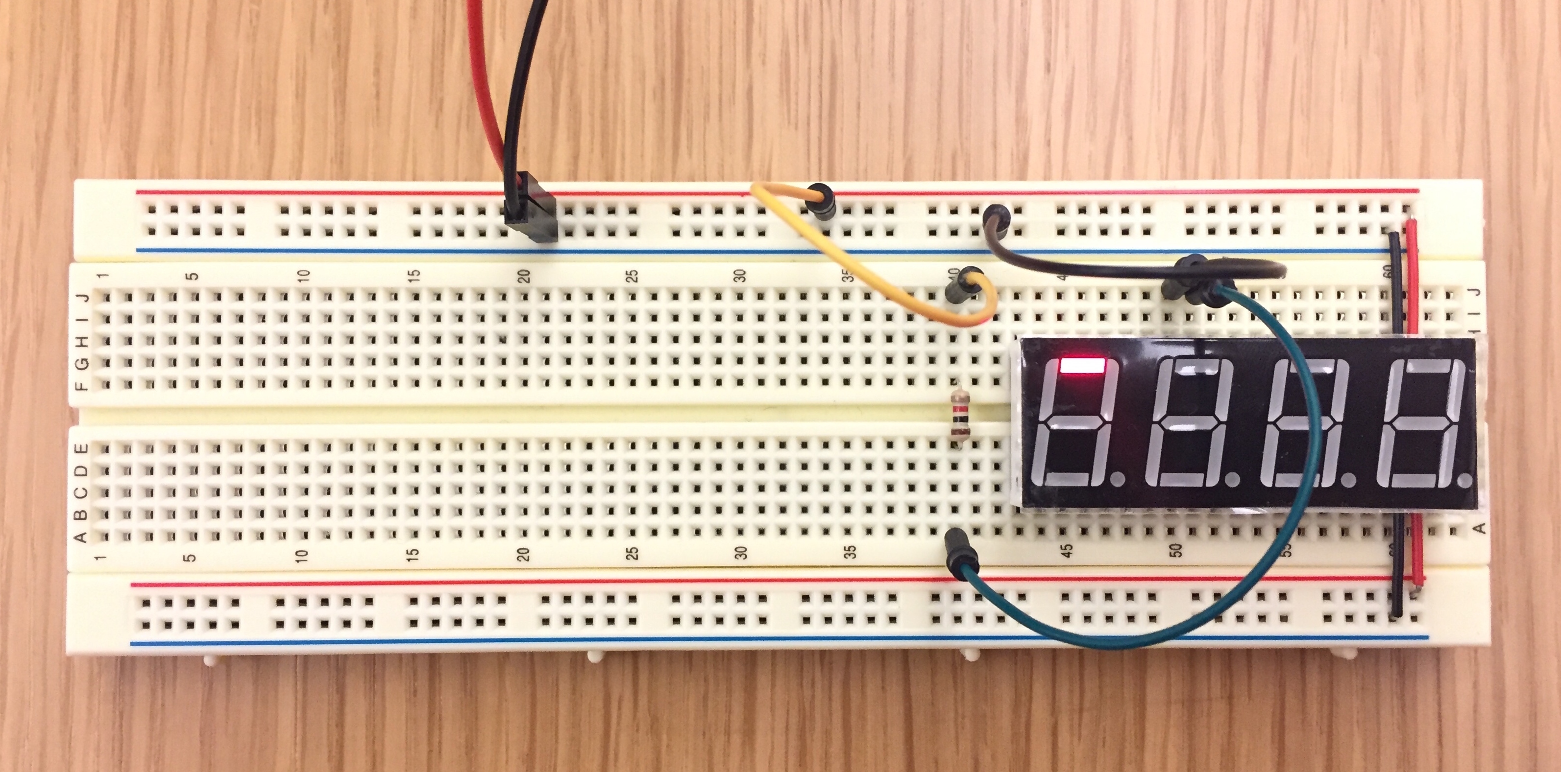 Wired breadboard with components