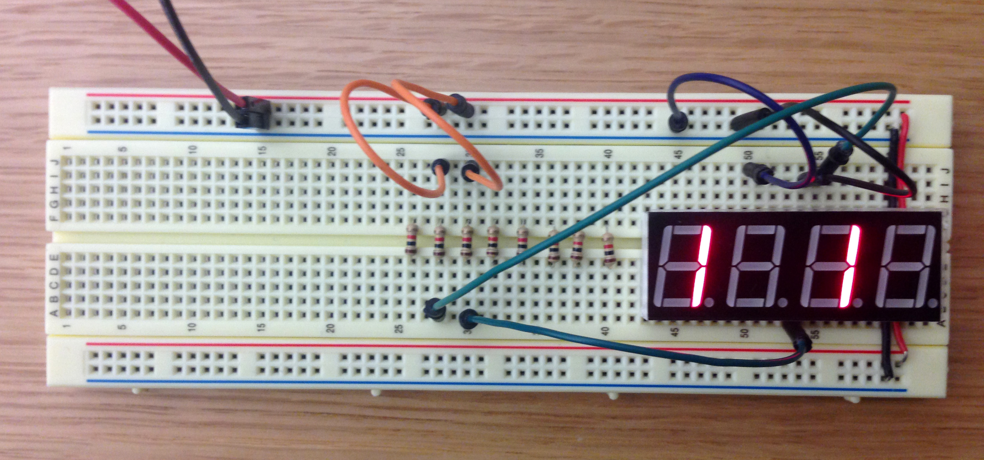 Wired breadboard with components