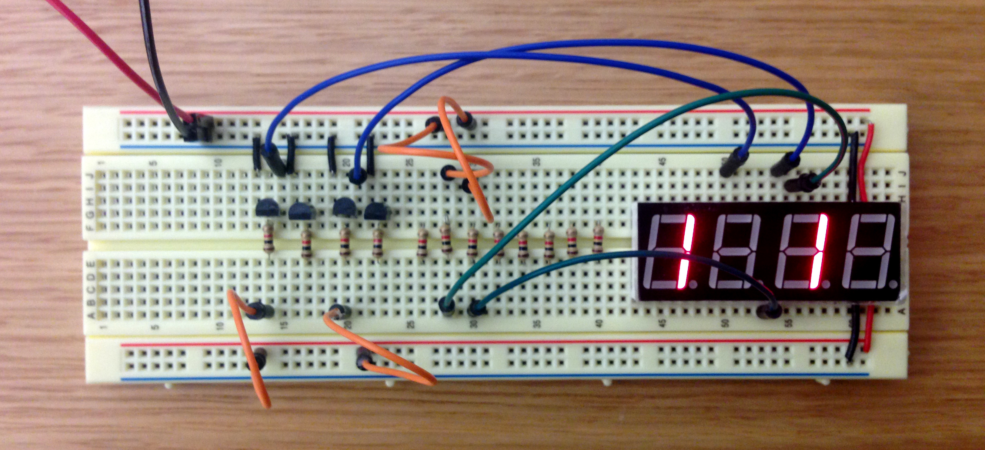 Wired breadboard with components
