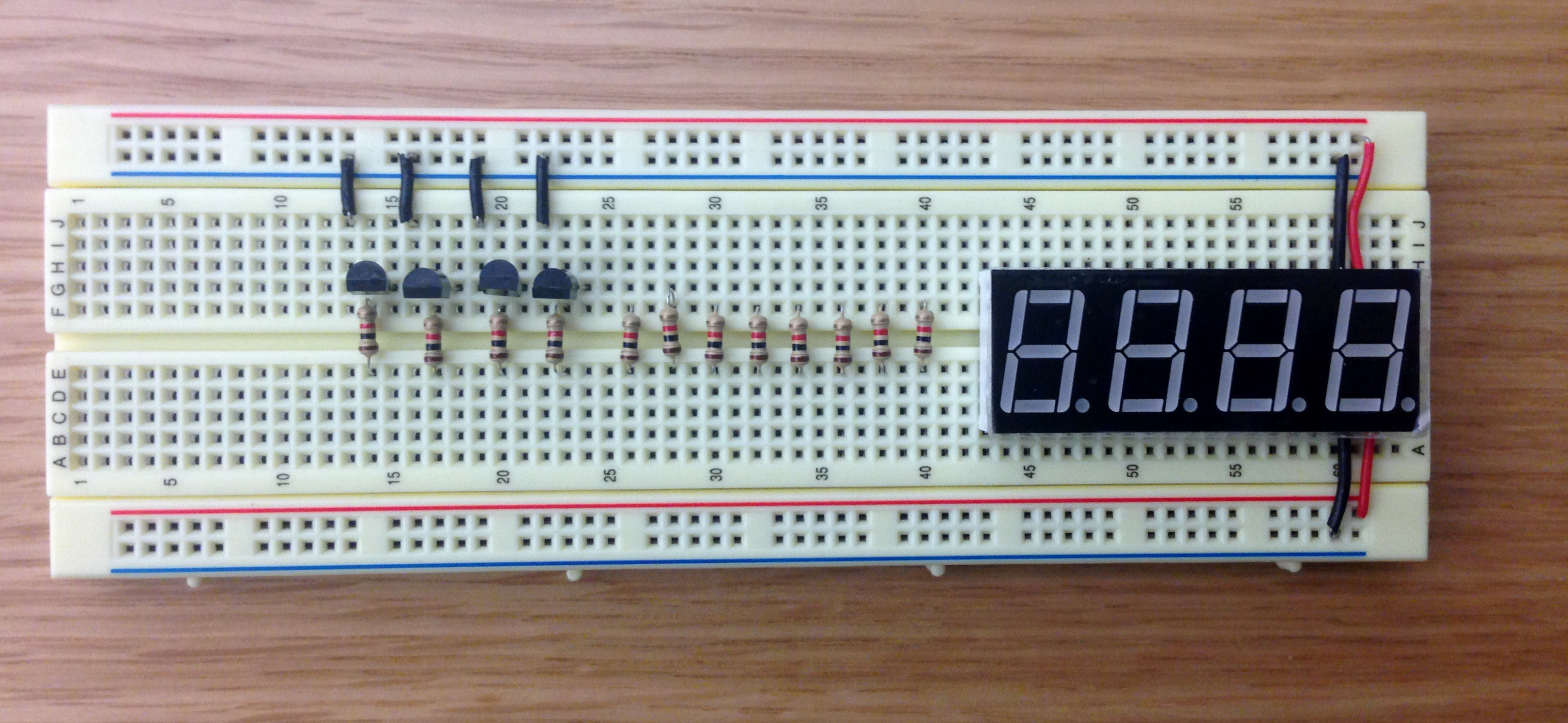 Wired breadboard with components