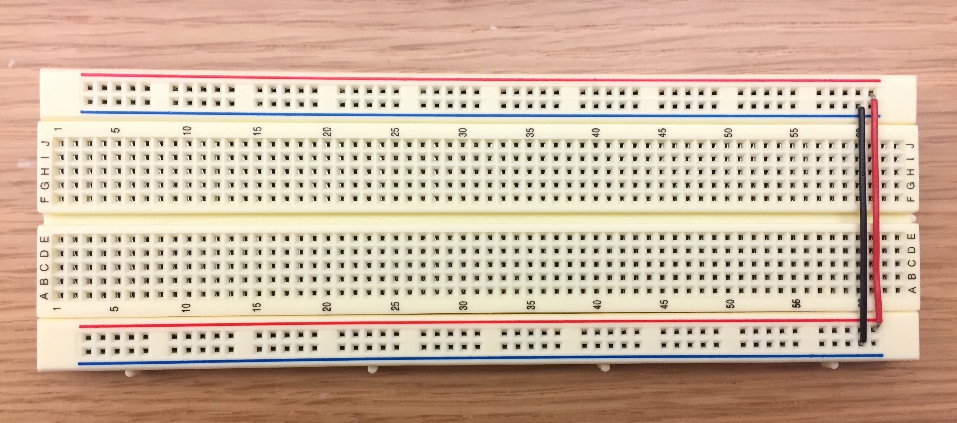 Breadboard with two wires