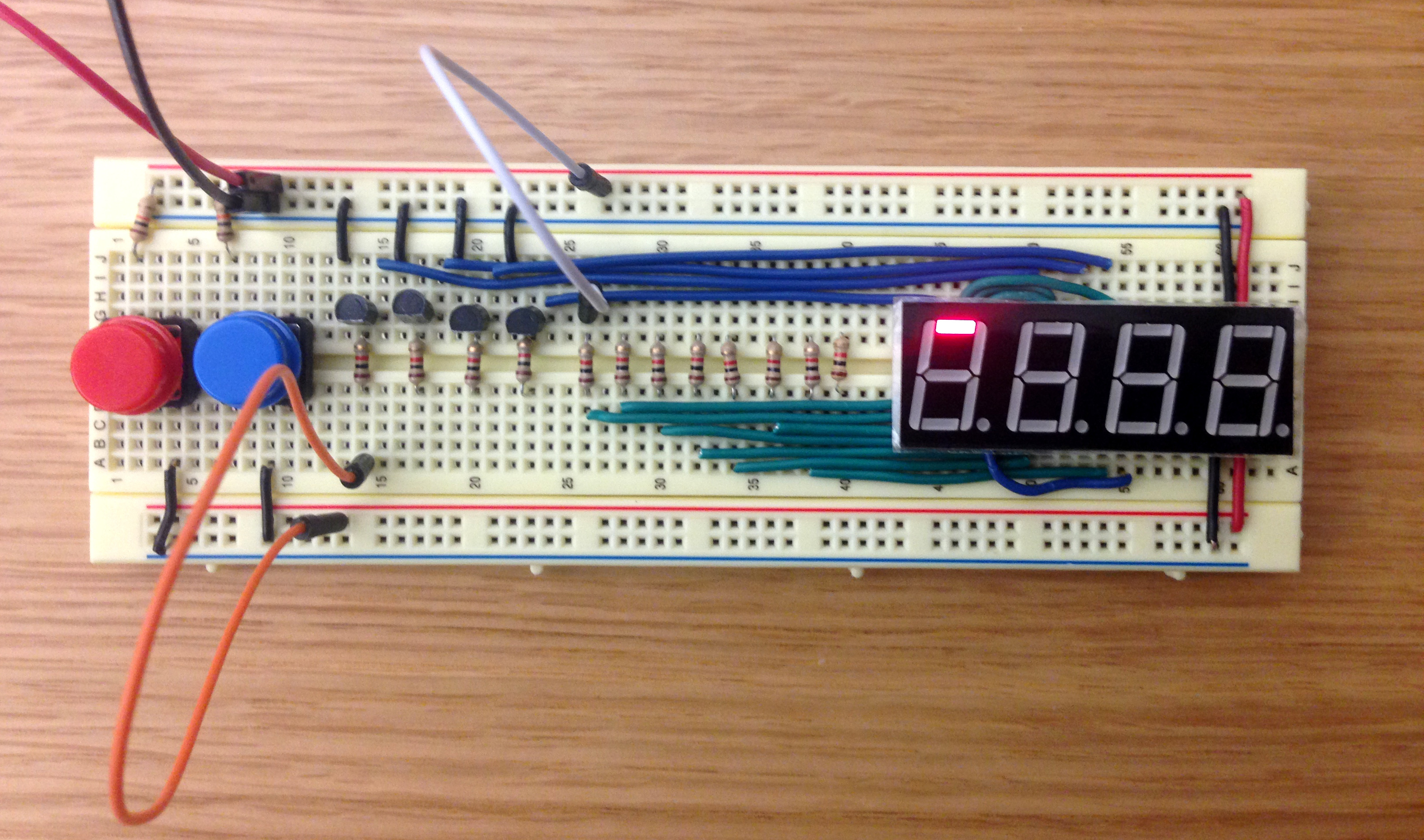 Wired breadboard with components